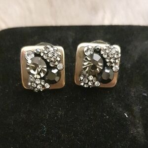 Elegant Gold and Black Stud Earrings